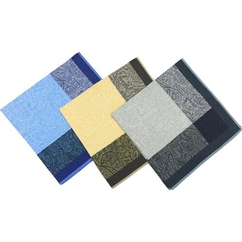 3x Luxury Jacquard Handkerchiefs 100% Cotton Square Hankies 43x43cm