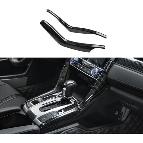 ABS Carbon Fiber Interior Gear Shift Molding Strip Cover Trim for 2016 2017 2018 2019 Honda Civic 10th Gen Sedan LHD