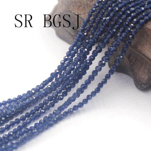 Free Shipping SR 2mm Faceted Blue Jade Gemstone Stone Spacer Bail Seed Mini Round DIY Beads Strand 15"