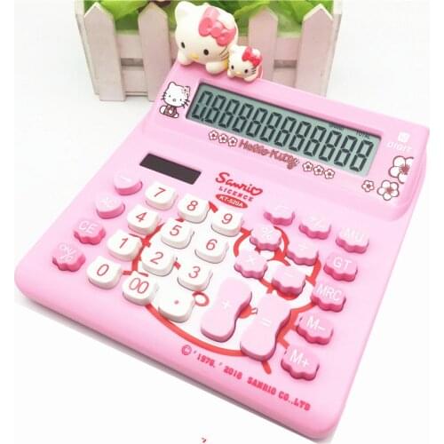 Large size 12 digit cartoon solar calculator pink doll cute computer 520A Desktop Electric Calculator