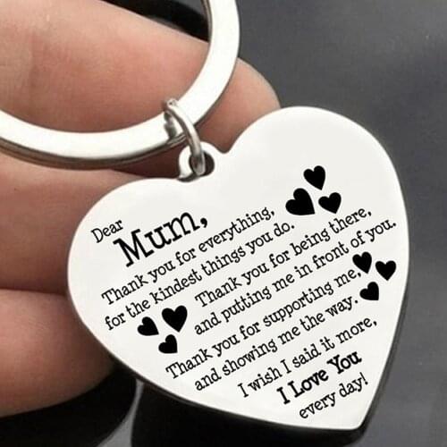 Heart Shaped Engraved Letters keychain love Pendant To best mum, Mothers Day gift Thanksgiving gift Jewelry Keychain