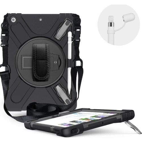 Kids Cover for iPad 10.2 2019 Shockproof Cover for iPad 8 10.2 2020 Silicone Case with Bracket Pencil Slot and Shoulder Strap