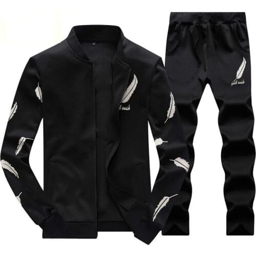 Europe Size Tracksuit Men Warm Sportsuit Set Men Cardigan Wing Printed Zipper Track suits Track Suit 4XL Male Red Yellow 2019