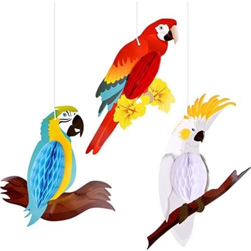 FUN 3pcs Party Hanging Decorations Bird Ornament For Summer Hawaiian Tropical Beach Birthday Favor