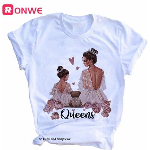 Mom and Men Queen Print Women T-shirt Best Mommy Summer Harajuku O Neck Funny 90S Tops Tee Daughter Casual Clothes,Drop Ship