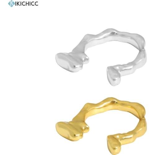 KIKICHICC 925 Sterling Silver Gold Resizable Rings Open Bangle Resizable Wedding Jewelry 2021 Thick Gift Slim Party Rock Punk