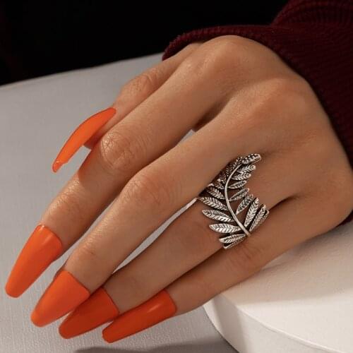Tocona Punk Leaf Joint Ring for Women Men 2021Gold Silver Color Alloy Metal Party Bohemian Jewelry Gift Accessories 17391