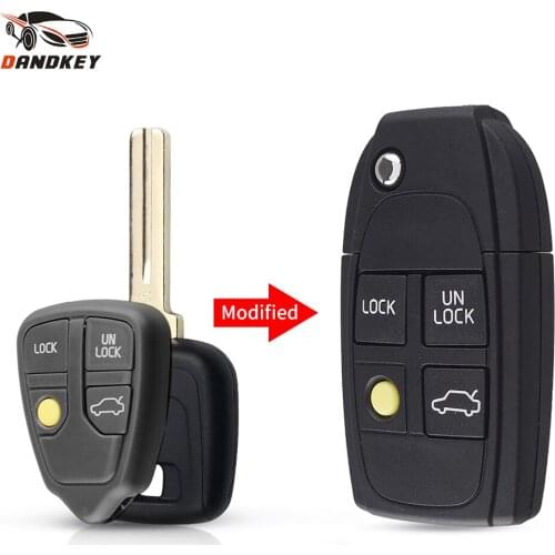 Dandkey 4 Buttons Remote Key Shell For Volvo XC70 XC90 V50 V70 S60 S80 C30 Replacement Modified Flip Folding Fob Car Key Case