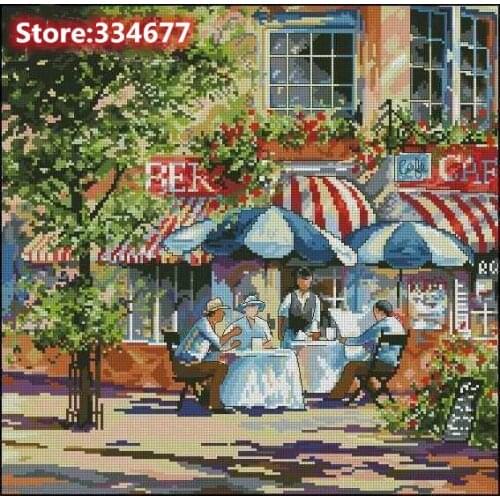 Cafe in the Sun Beautiful Sewing Kit Top Quality Embroidery Needlework 14CT Unprinted Art Cross Stitch Kits DIY Handmade Decor