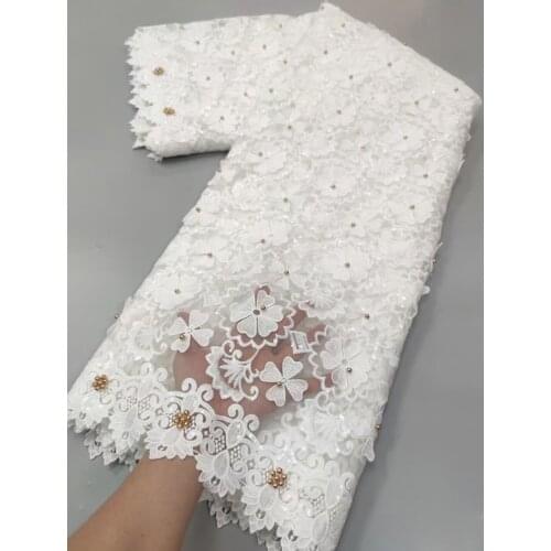 African Lace Fabric 2021 High Quality Lace Sequins French Net Lace Tulle Mesh Fabrics White Lace beads Wedding Fabrics