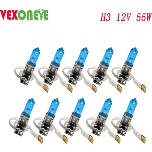 10pcs H3 12v 55w Super Bright White Halogen car fog lamp high quality professional design h3 bulb halogen bulb