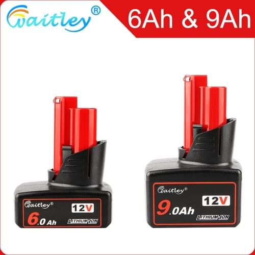 Replace 12Volt 6Ah Li-ion Battery for Milwaukee 12V Tools M12 12V M12B6 XC 6.0Ah Cordless Drill Lithium-Ion Batteries 48-11-2402