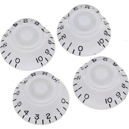 Musiclily Pro Left Handed Metric Size 18 Splines Guitar Bell Top Hat Knobs for Epiphone Les Paul SG Style, White (Set of 4)