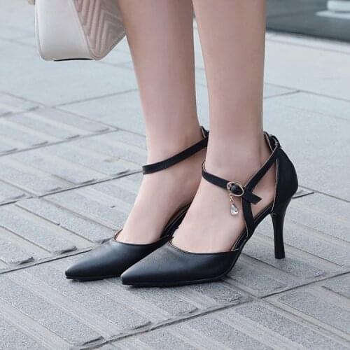 New sandals pointed toe high heels word buckle with wild sexy thin heel womens shoes fashion simple work shoes