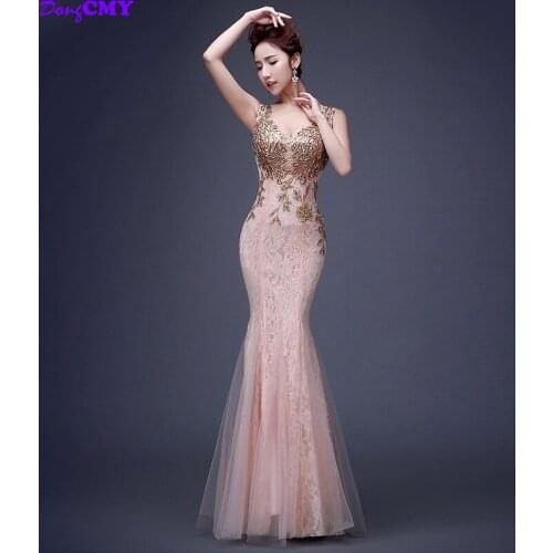New Formal Long Lace Evening Dresses DongCMY Robe De Soiree 2020 Tulle Plus Size Prom Gown