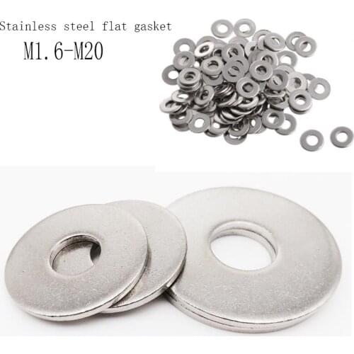5-100pcs 304 Stainless Steel Flat Washer Plain Gasket for M1.6 M2 M2.5 M3 M4 M5 M6 M8 M10 M12 M14 M16 M18 M20 Screw Bolt