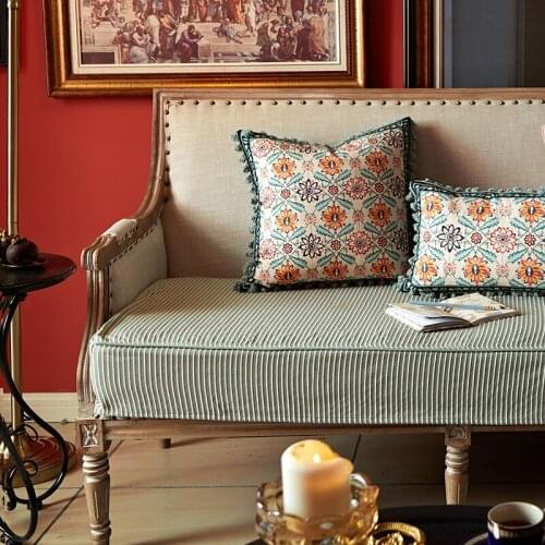 Sunflower Pillow Cushion Cover with Tassel High Grade American Rural Garden Flower 45X45cm Home Sofa Decoration