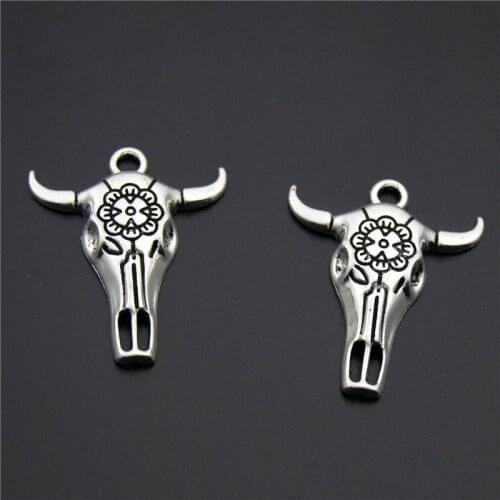 20PCS Silver Color Bull Head Charms Tauren Pendants For Jewelry Making DIY Handmade Craft A2263