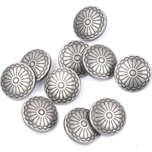 10pcs Diy Sewing Fastener Flower Pattern Shank Buttons Metal Craft 23mm For Clothing Decorative Handicraft Sewing Accessories