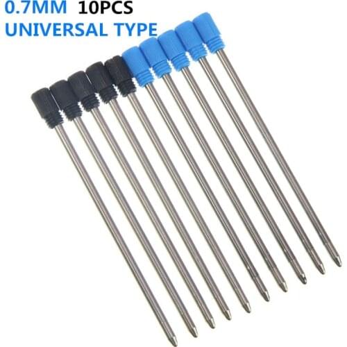 Pen Refill Cartridge Core Rod Metal 10 Pcs/lot Black Blue Color 7cm Length Student Ballpoint Office Stationery 0.7mm
