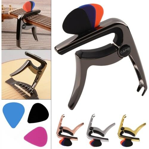 Zinc Alloy Metal Guitar Capo Pin Puller for Guitar Bass Ukulele Tuning with 3 Picks with 5 colors optional