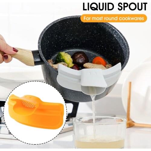 Silicone Liquid Funnel Anti-Spill Pour Soup Funnel Spout Slip on with Fliter for Pots Pans Jars Bowls Kitchen Gadget Accessories