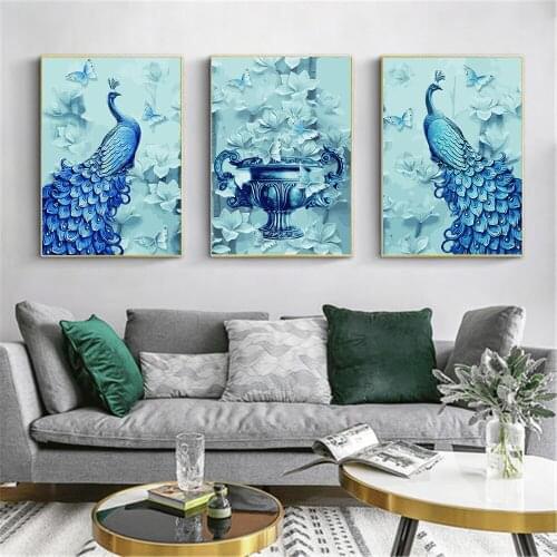 Modern Home Luxury Decoration Adult DIY Painting By Numbers Peacock Poster Living Room Decoration High Quality Wall Painting