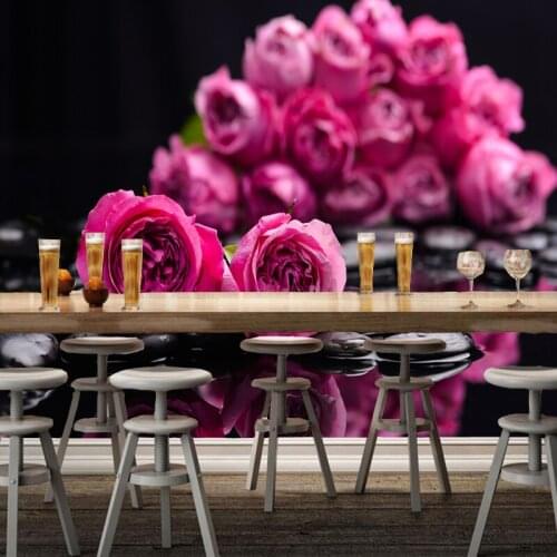 Modern home decoration wallpaper, pink flowers natural landscape murals for the living room sofa background wallpaper roll paper