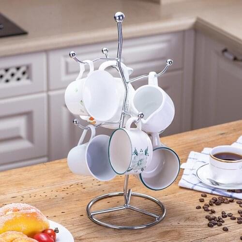 Nordic Style Brief Coffee Cup Dish Drain Drying Rack Tableware Storage Stand Holder 6 Cups for Kitchen Organizer Supply