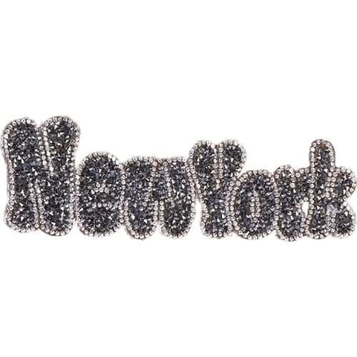 Newyork Crystal Rhinestone Letter Patches DIY Motif Iron on Patches Applique For Heat Transfer Clothing Shoe Bag Decor