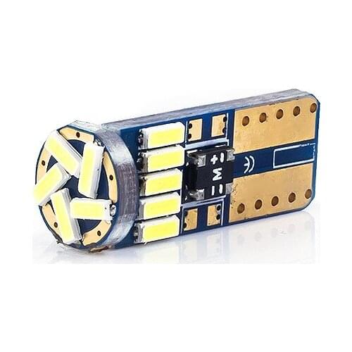 50 PCS LED T10 w5w bulb 12v 30v car parking light 4014 15SMD white 194 auto indicator width light Canbus T10 BULB