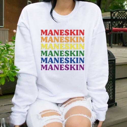 New Arrival Maneskin Sweatshirt Music Band Maneskin Sweatshirt Damiano David Graphic Sweatshirts Streetwear Oversized Sweatshirt