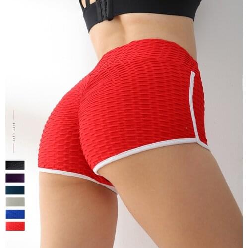 Workout Fitness Shorts Bubble Jacquard Bicycles For Women Shorts High Waist Female Clothing Push Up Short Elasticity Breathable