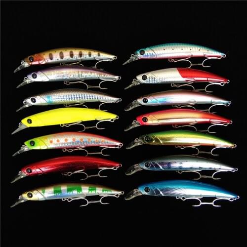 TSURINOYA 14pcs DW77 110mm 22g sinking 0.8-1.2m NEW Minnow Fishing Lure Minnow Hard Bait for Saltwater Freshwater Wobblers Pesca