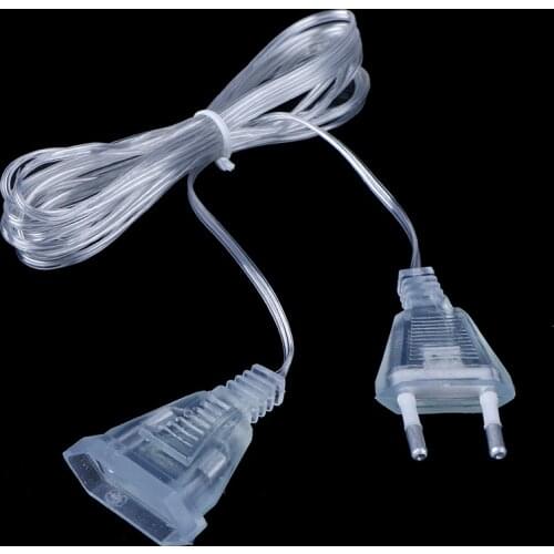 3M 110V 220V EU US Plug Standard Power Extension Cord Transparent Extension Cable For LED Fairy Lights Holiday String Lights