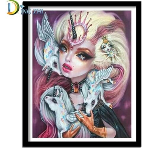 Cartoon Unicorn Girl Picture Wall Painting Full Square Diamond Embroidery 5D DIY Diamond Painting Mosaic Paste Drill Home Decor