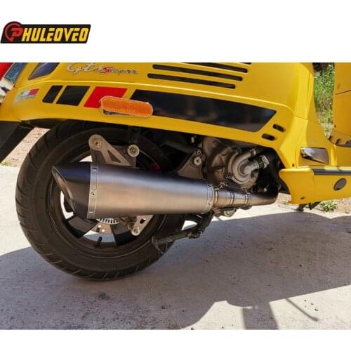 Titanium Alloy Modified for Vespa GTS300 Motorcycle Muffler System Link Pipe Carbon Fiber Exhaust for Vespa GTS300Motorbike Scooter Exhaust Escape Damper Connector
