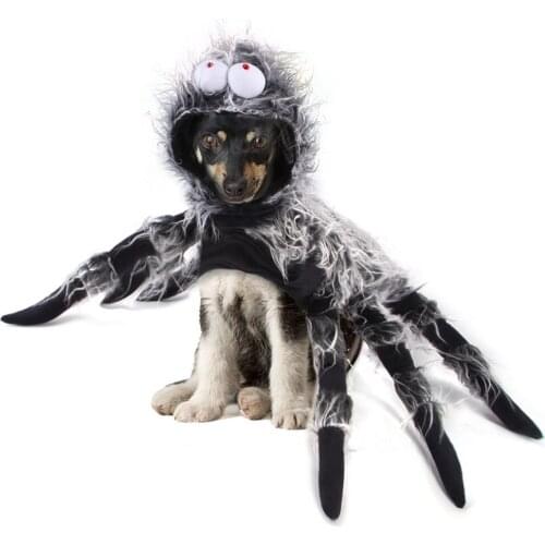 Funny Black Spider Dog Halloween Dress Up Clothes Christmas Pet Cat Simulation Cosplay Costume Fancy Party Outfit Accessories