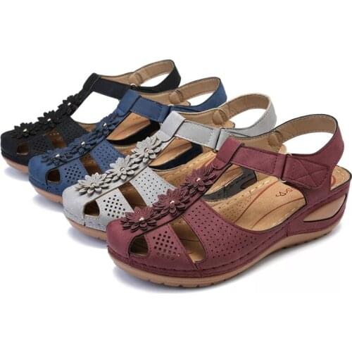 New Women Sandals Wedges Shoes Woman Heels Sandals Non-slip Flowers Soft Bottom Platform Sandals Gladiator Casual Shoes size