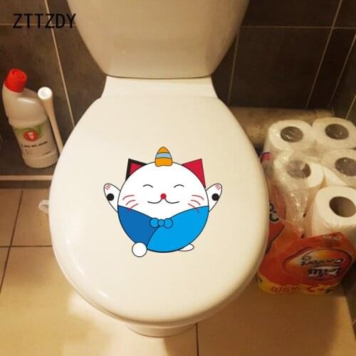 ZTTZDY 21.7*20CM Toilet Decal Fun Cat Kids Bedroom Home Decor Colour Wall Sticker T3-0094