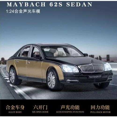 1: 24 Maybach BENZ 62S Extended Car Model Acousto-optic Return Car 6 Open Door Childrens Toy Boy Gift