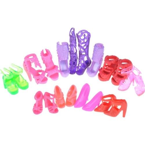 10pairs Fashion Colorful Doll Shoes Heels Sandals For Dolls Accessories Outfit Dress Colorful