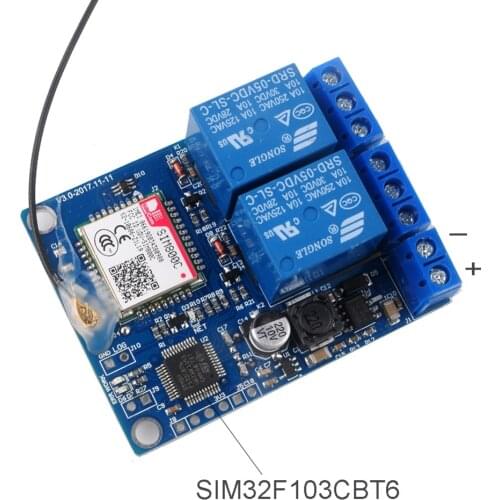 RCmall 2 Channel Relay Module SMS GSM Remote Control Switch SIM800C STM32F103CBT6 for Greenhouse Oxygen Pump FZ3064