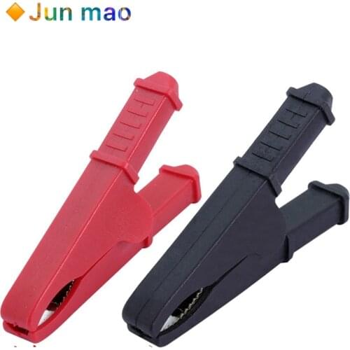 2Pcs 50A Red + Black 75mm Insulated Crocodile Crocodile Car Caravan Van Battery Test Lead Clips Best Promotion Alligator Clips