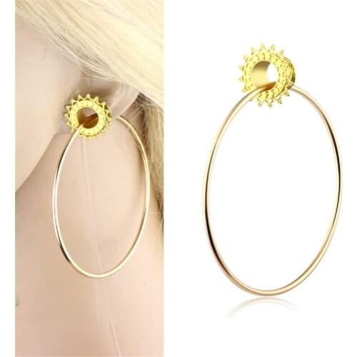 2pcs/ lot Stainless Steel Ear Plugs Tunnels Flesh Expansions Piercing Gauge Gold Color Stretcher Earring Gauges Body Jewelry