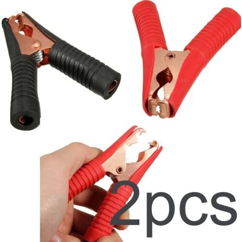 2Pcs Copper Tip Crocodile Alligator Clips Car Caravan Van Insulated Test 100A new