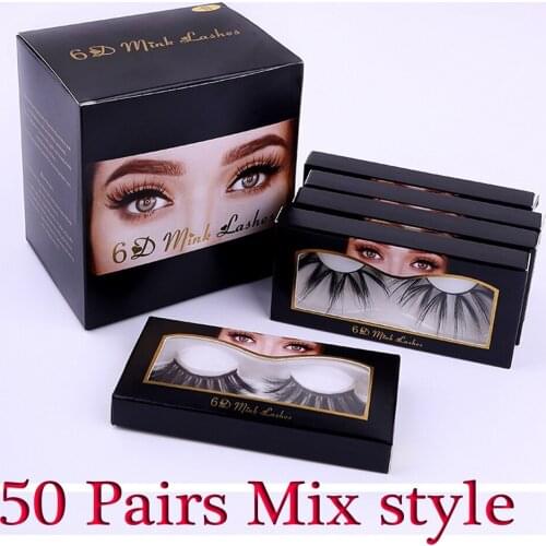 Wholesale 25mm Lashes 20/30/50 Pairs 25 mm False Eyelashes Thick Strip Mink Lashes Makeup Dramatic Long Mink Eyelashes Bulk