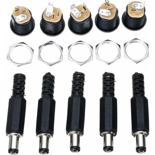 20pcs/lot 12V 3A Plastic Male Plugs + Female Socket Panel Mount Jack DC Power Connector Electrical Supplies