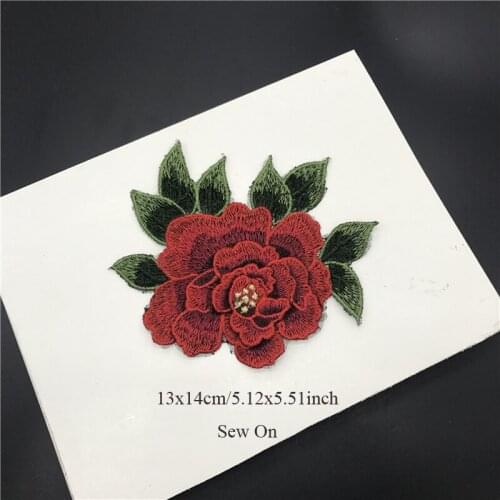 20pcs Peony Flower Applique parches Bordado Embroidered Patch For Clothing Jeans Patches Badge Jacket Patchwork Sewing Accessory