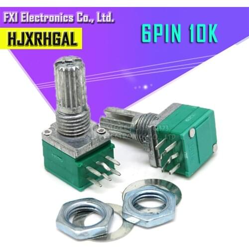 5pcs RK097G 10K single linked potentiometer B10K with a switch audio 6pin shaft 15mm amplifier sealing potentiometer